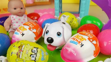 Puppy and Baby doll surprise eggs toys baby Doli park play