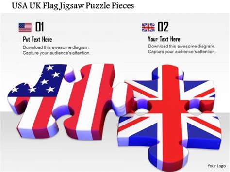 Stock Photo Usa Uk Flag Jigsaw Puzzle Pieces PowerPoint Slide