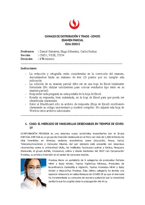 Examen Parcial 2020-2 - Versión A - CANALES DE DISTRIBUCIÓN Y TRADE ...