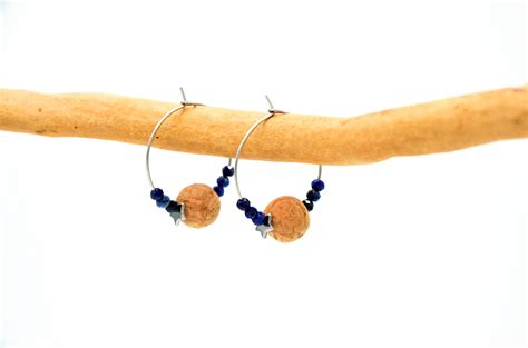 Boucles d'oreille créoles en acier chirurgical - Liège & Lapis lazuli ...