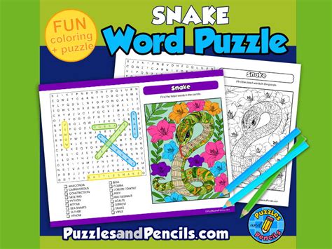 Snake Word Search Puzzle and Colouring Activity | Wordsearch | Teaching ...