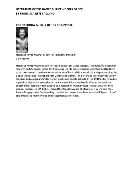 Literature of The Dance Philippine Folk Dance by Francisca Reyes Aquino ...