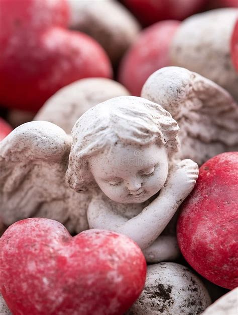 Generative AI Stone Angel with Heart Sculptures Creating Peaceful and ...
