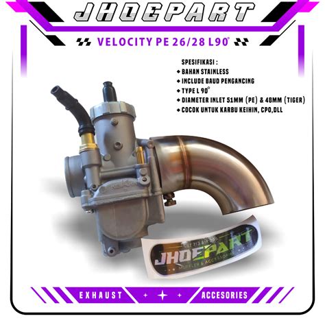Velocity Stack Carburetor PWK PE 26 & 28 And Tiger type L 90 stainless ...