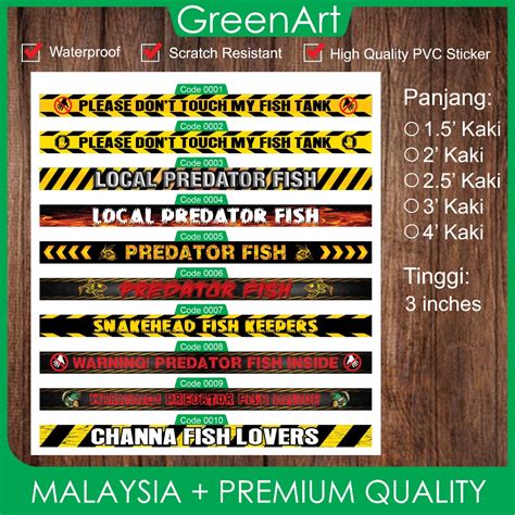 5kaki Premium Aquarium sticker Predator Fish Channa fish / Do Not Touch ...