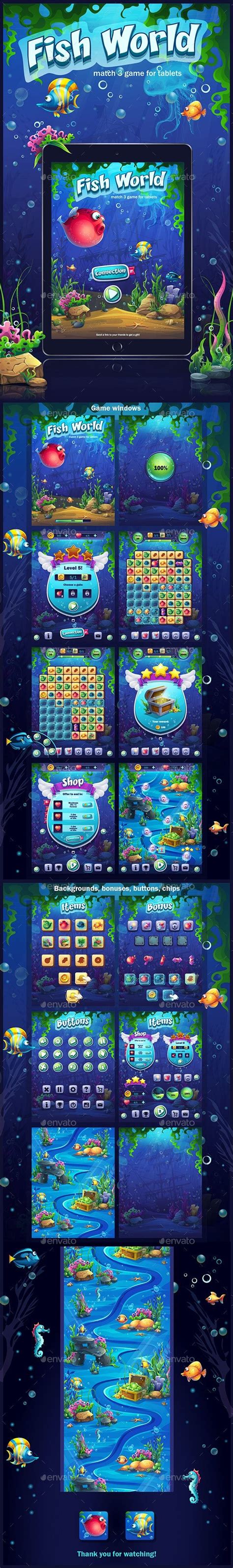 Fish World Match 3 Game for Tablets