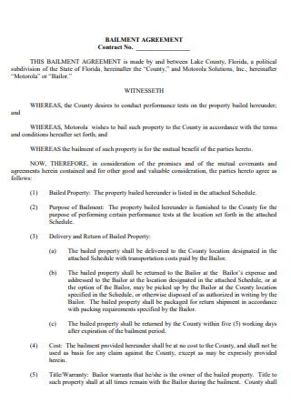 20+ FREE Bailment Agreement Samples to Download