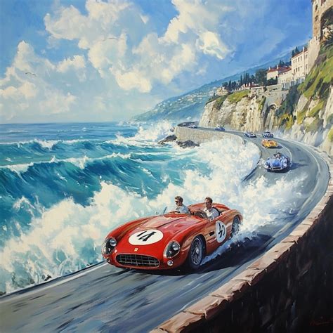 Dramatic seaside route tracing majestic bends foamy waves crashing cars ...