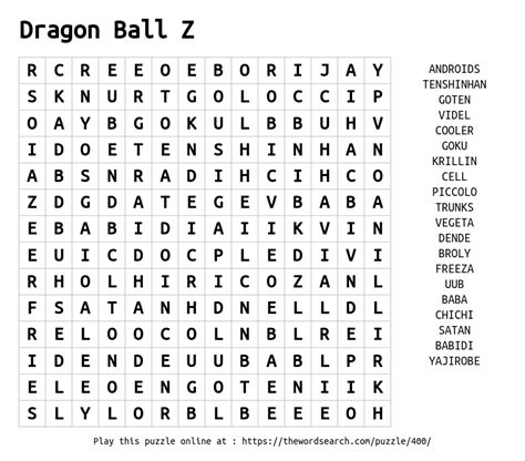 Download Word Search on Dragon Ball Z