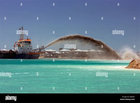 Construction of the artificial island Palm Jebel Ali, Dubai, United ...