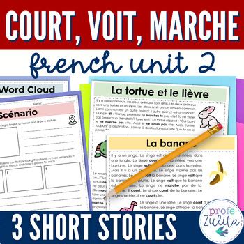 French Unit 2 - court, voit, marche Reading Comprehension Story ...