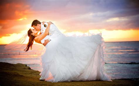 Just Married Loving Couple Bridal In Uniform Young Woman In Wedding ...