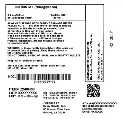 Nitrostat: Package Insert / Prescribing Information