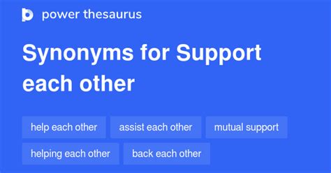 SUPPORT EACH OTHER Synonyms: 258 Similar Words & Phrases