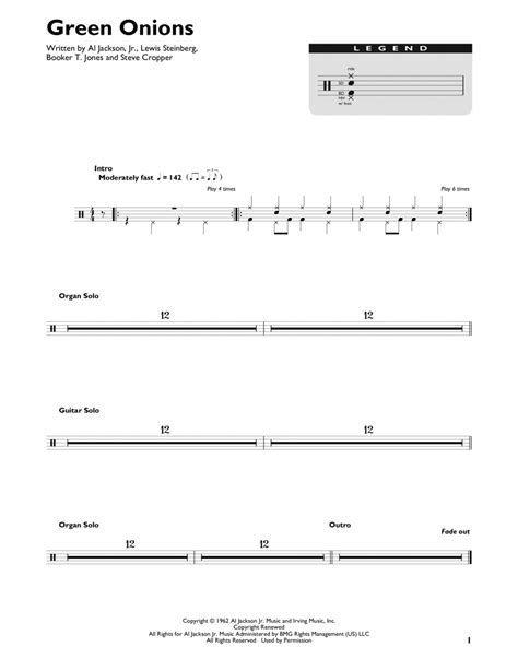 Green Onions by Booker T. and The MG's - Drum Set, Percussion - Digital ...