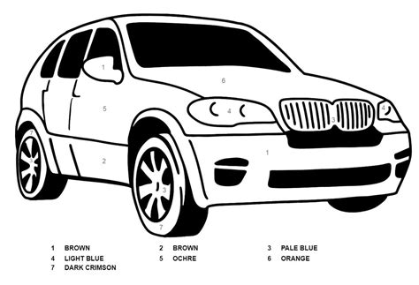 Car Color by Number Coloring Pages - Free Printable Coloring Pages for Kids