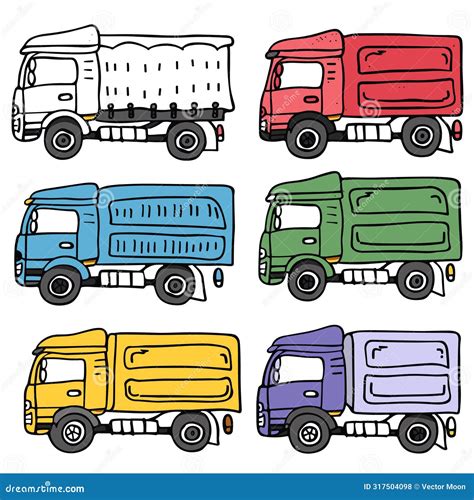 Colorful Cartoon Trucks Collection, Various Colors, Delivery Vehicles ...