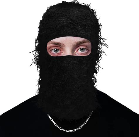 Distressed Balaclava Knitted Full Face Ski Mask Trendy Yeat Shiesty ...