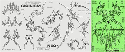 Neo tribal or cyber sigilism shape collection for tattoo, streetwear ...