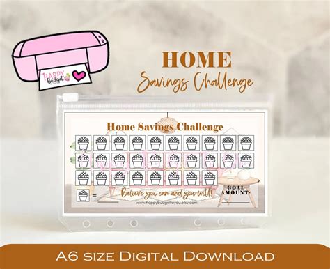Home Savings Challenge, Printable Home Savings Tracker, Digital ...