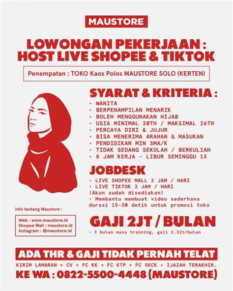 Lowongan Kerja November 2022 Host Live Tiktok Mau Store di Solo - INFO ...