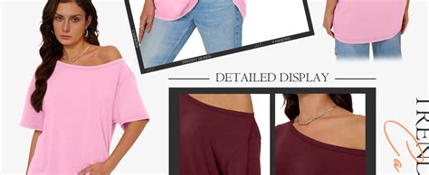 Trendy Queen Womens Off The Shoulder Tops Oversized T-Shirts Short ...