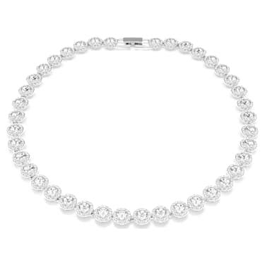 Una Angelic Tennis necklace, Round cut, White, Rhodium plated | Swarovski