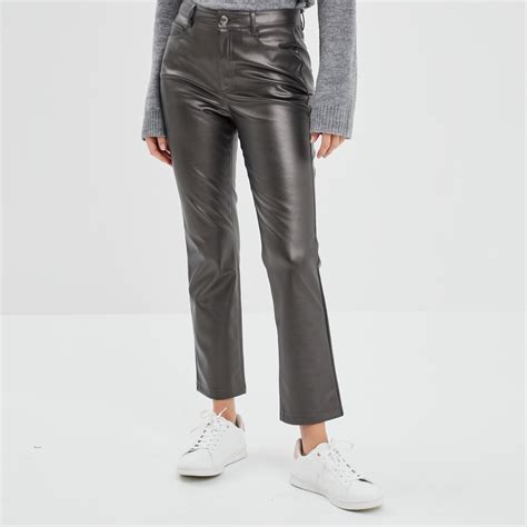 Pantalon simili cuir métallisé Liberto gris argent femme | La Halle
