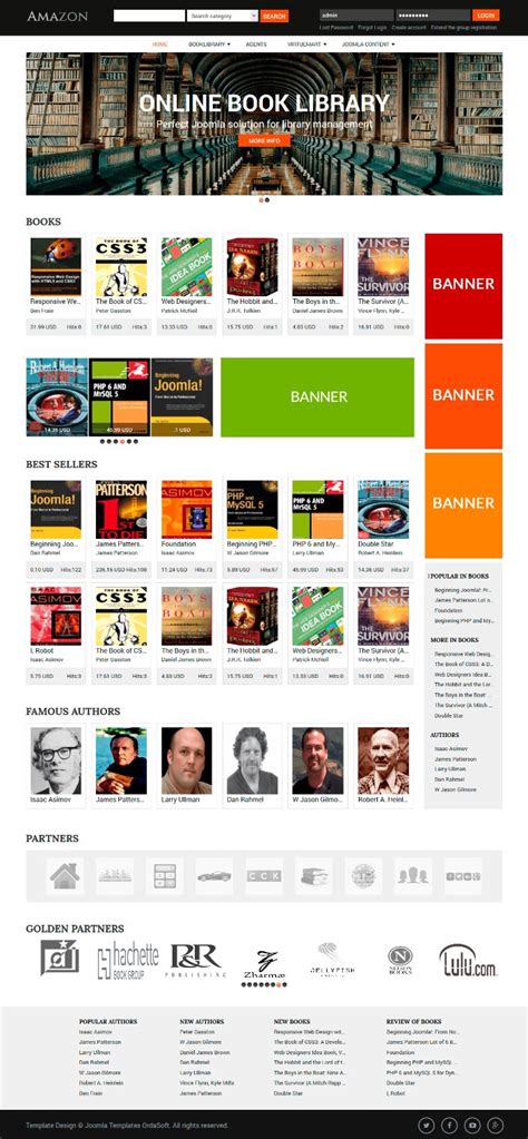 Meet Amazon - modern #library website design template with built-in ...