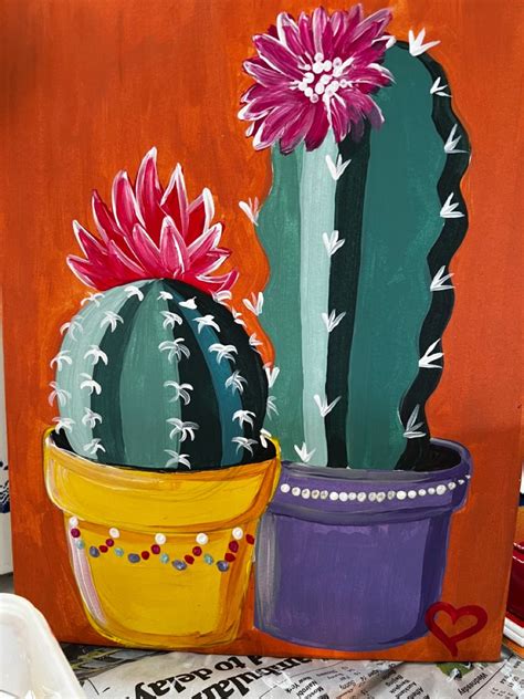Bright cactus trio 7×5 oil painting – Artofit