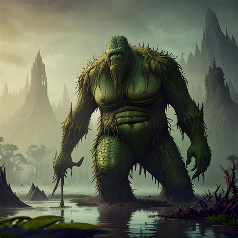 swamp giant, monster from swamp, swamp in the background, high fantasy ...