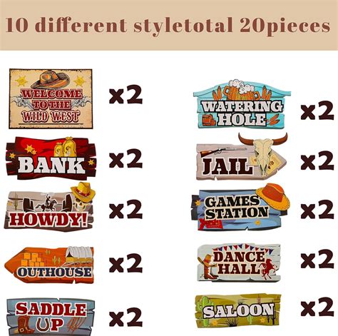 Buy 20 Pieces Western Party Directional Sign Western Cowboy Theme Wild ...