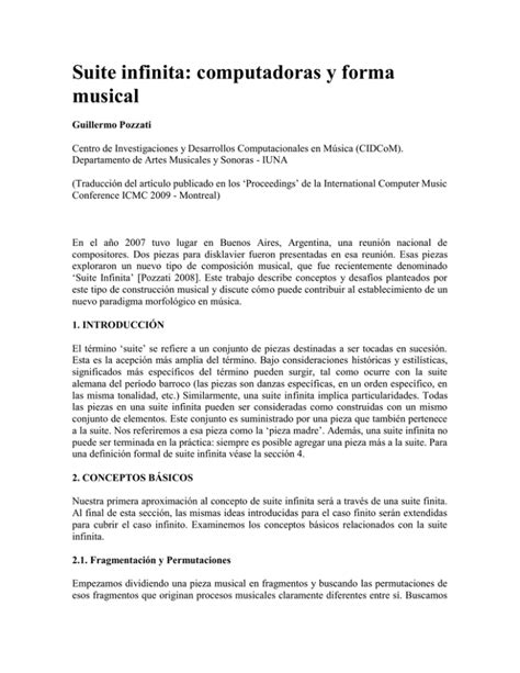 Suite infinita: computadoras y forma musical