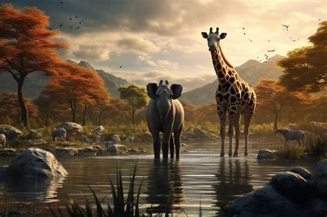 Photographie D'animaux Sauvages Dans Leurs Habitats Naturels Soulignant ...