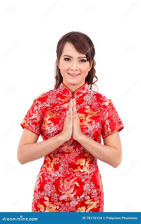 Salutation Chinoise Asiatique De Fille Dans Le Chinois Traditionnel ...