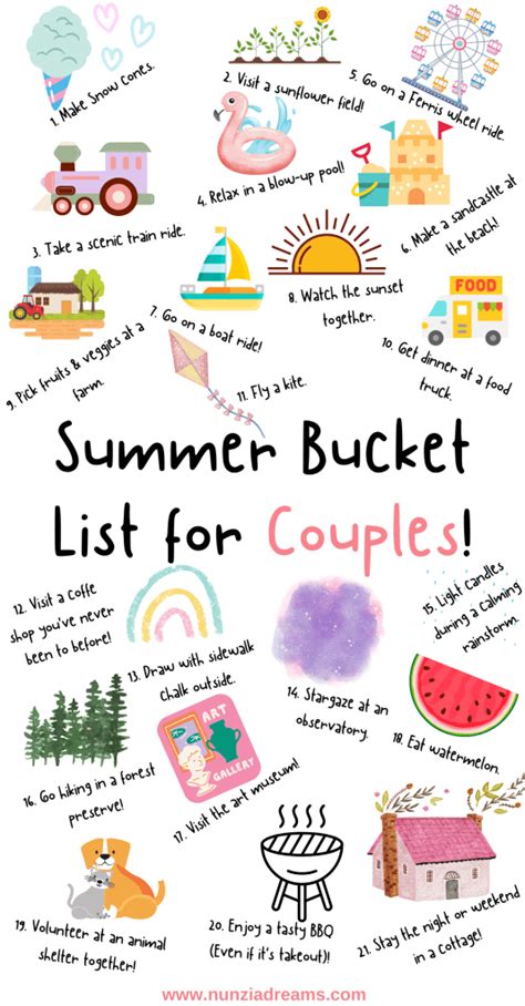 Summer Bucket List for Couples (45 Fun Ideas!) - NunziaDreams