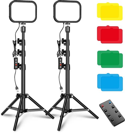 APEXEL Photography Video Lighting Kit, LED Dimmable 5600K USB Studio Lights for Video Recording with Adjustable Tripod Stand and Color Filters for Camera/Live Streaming/Video Conference/Vlogging