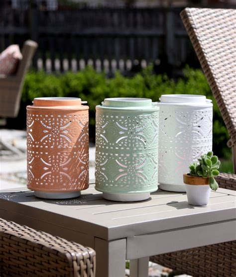 Rechargeable Lantern With Fire Glow Light Unit 12 Inch Coral Enamel