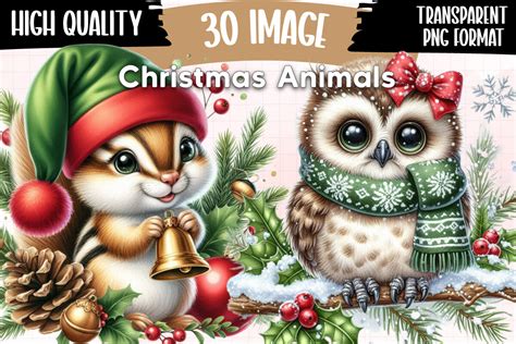 Christmas Woodland Animals Clipart Graphic by Ak Artwork · Creative Fabrica