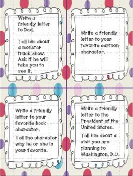 Friendly Letter: Writing Prompts by Sunsational in Second Grade | TpT