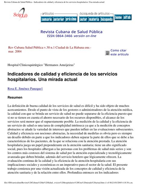 (PDF) Indicadores de calidad y eficiencia de los servicios ...
