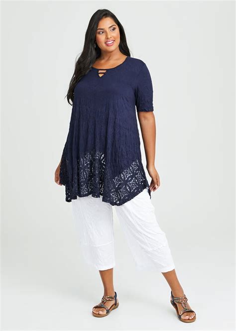 Shop Plus Size Prime Bamboo & Lace Tunic, Green | Taking Shape AU