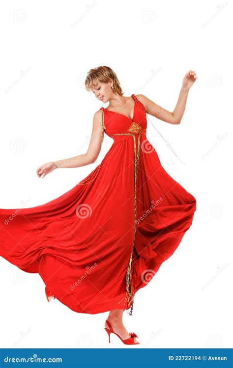 Dancing woman in red dress stock photo. Image of performance - 22722194
