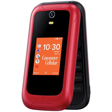 Consumer Cellular Iris Flip Phone, 8GB, Red with Camera - Walmart.com