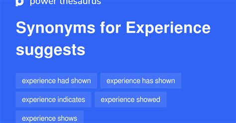 Experience Suggests synonyms - 38 Words and Phrases for Experience Suggests