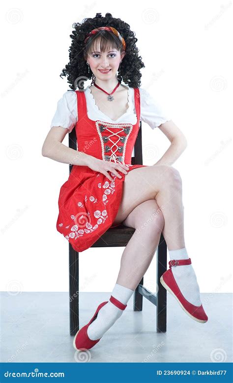 Coquettish Woman Sitting on Chair Stock Photo - Image of show ...