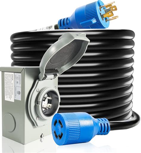 Amazon.co.jp: 30 Amp Generator Cord and Power Inlet Box, 15FT Generator ...