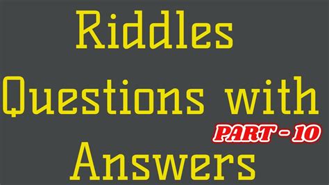 Riddles Questions with Answers Part #10 || Riddles questions - YouTube