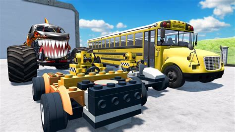 MONSTER SHARK TRUCK VS LEGO CARS