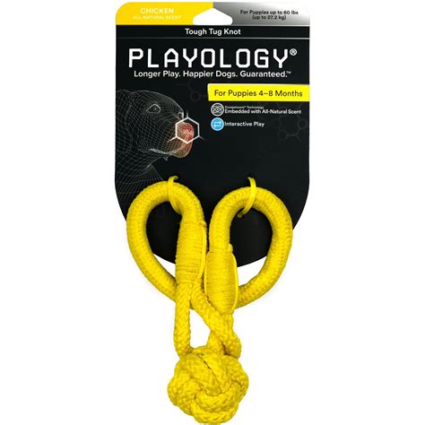 PLAYOLOGY Puppy Tough Tug Knot Chicken Dog Toy, Yellow, Large - Chewy.com